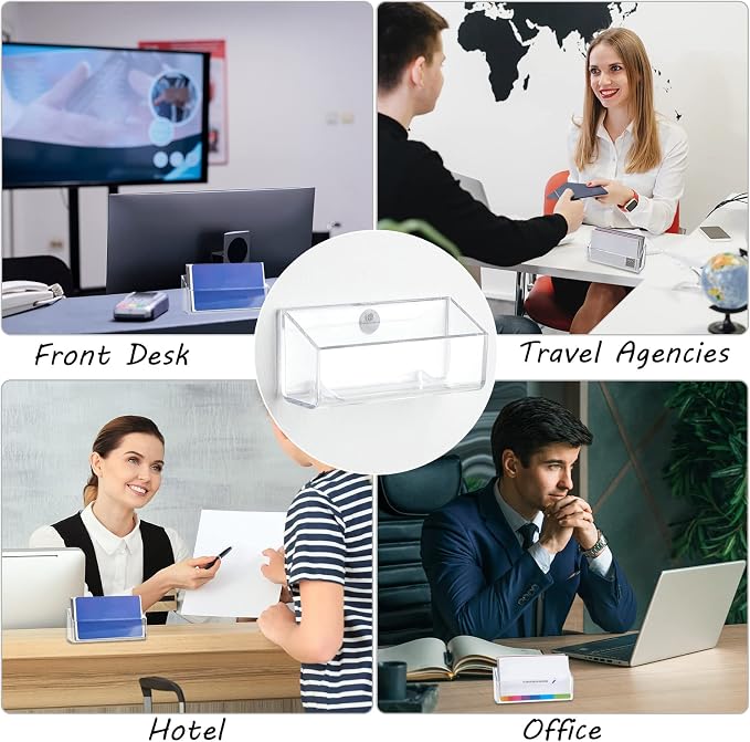 Thenshop 64 Pack Business Card Holder Desktop Business Card Stand Acrylic Holder Stand Clear Postcard Display for Home Office Desk Table(Hanging Style)