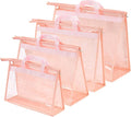Handbag Dust Bags Clear Purse Storage Organizer for Closet Small to Extra Large Handbags Dust Free Bags Hanging Zipper Storage Bag with Hooks, (Pink, 4 Sizes-4PCS)