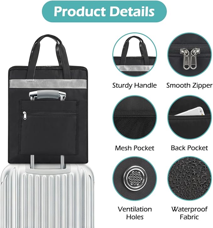 ZHIERNA Shoe Bags for Travel with Handle, Travel Shoe Bags for Packing, Portable Shoes Storage Bag Organizer, Travel Luggage Shoe Bag for Women Men Holds 6 Pair of Shoes (Black)