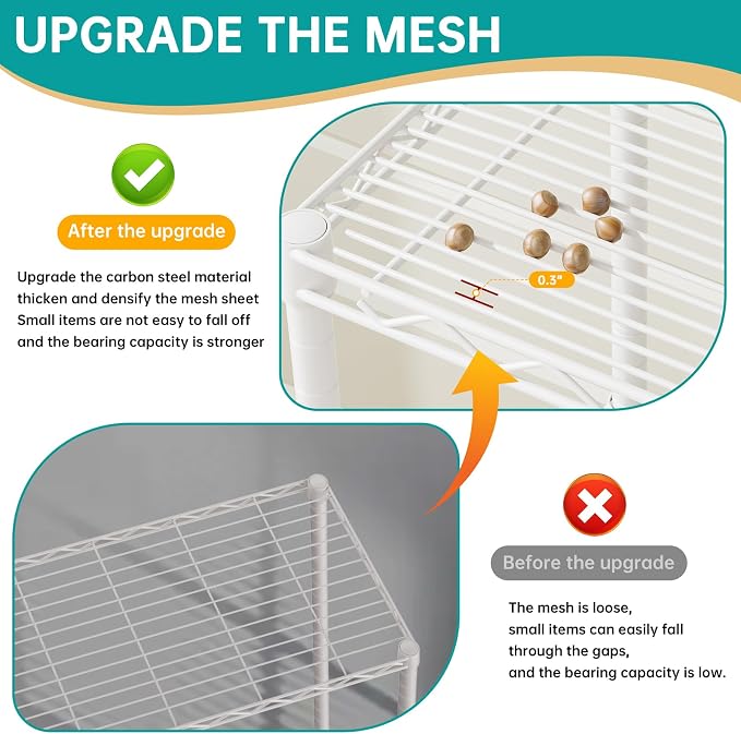 SINGAYE Metal Shelves Wire Shelving Storage Standing Adjustable Shelf Unit | 5 Tier Mesh Units Shelf for Kitchen Laundry Bathroom Closet Organizers Pantry Narrow Home Rack 10" D x 16" W x 55" H White