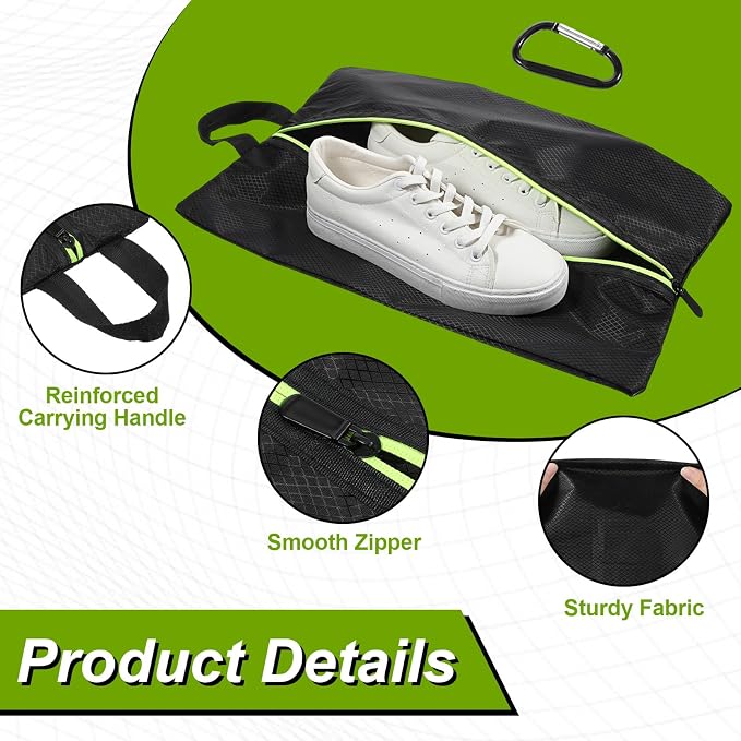 Cleat Bags for Sports Smell Proof, Travel Shoe Bag for Storage | Odor-Resistant Portable Shoes Organizer with Reinforced Handle, Carabiner
