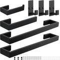 TocTen 7 Pcs Bathroom Hardware Set, Thicken Stainless Steel Towel Bar Set-Includes 2Bath Towel Racks+Towel Holder+Toilet Paper Holder+3 Robe Towel Hooks, Wall Mounted Bathroom Accessories Kit(Black)