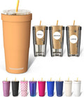 Frost Buddy Togo Buddy 30 oz Stainless Steel Vacuum Insulated Tumbler To Go Coffee Cup – Iced Coffee Cups, Iced Coffee Sleeve, Travel Mug, Thermal Cup for Hot & Cold Drinks, Dunkin Cup (Peachy Palm)