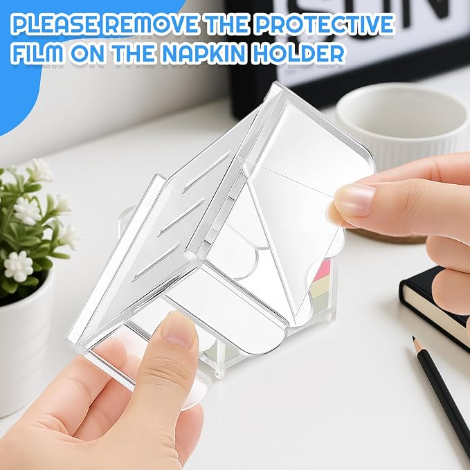 AceOrbit 2 Pcs Scalloped Acrylic Sticky Note Holder, 3x3 Inch Clear Cute Notepad Holder Sticky Note Dispenser with Wave Design, Thick Acrylic Desk Organizer for Office, Home, Dorm, Classroom Desk