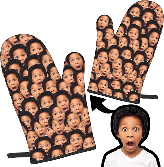 Custom Oven Mitts Personalized with Your Face Baking Gifts for Women for Kitchen Cooking BBQ Grillin-Style1, 2 Oven Mitts
