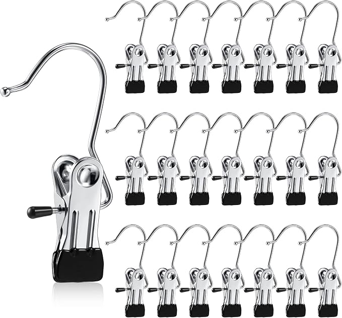 Hotop 48 Pieces Boot Hanger Clips for Closet, Laundry Hanging Hooks Heavy Duty Clips Boot Holder Portable Single Hooks Space Saving for Pants Jeans Clothes Hats Tall Towels (Silver)