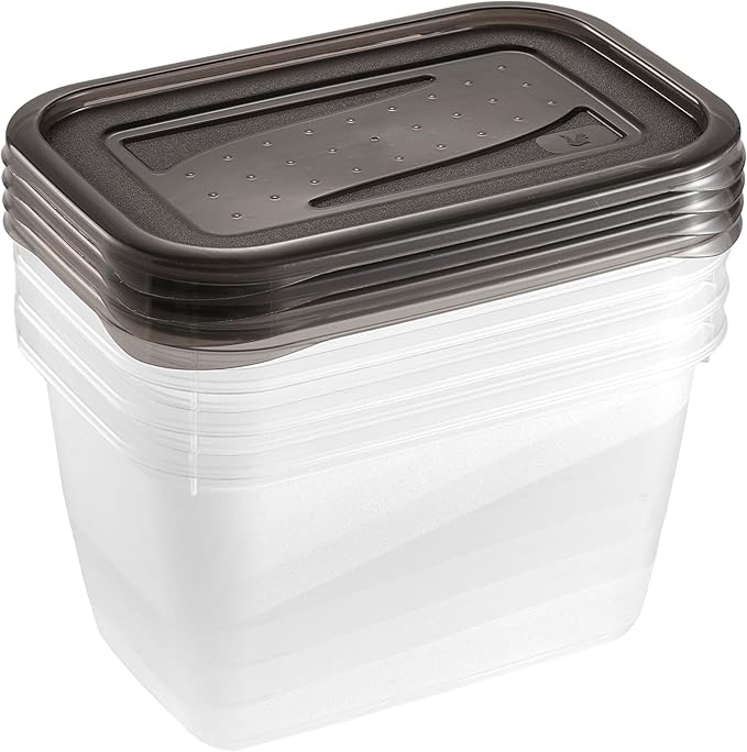 keeeper Fredo Fresh Food Storage Containers Set of 4, 4 x 0.75 L, Crystal Grey (Transparent)