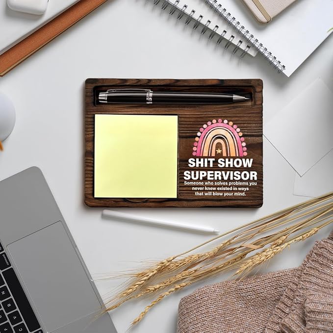 Boss Gifts Funny Sticky Note Holder, Humor Gift for Boss Supervisor Leader Manager Birthday Christmas, Funny Gifts for Bosses Lady Office Post it Note Dispenser for Office Desk Decor