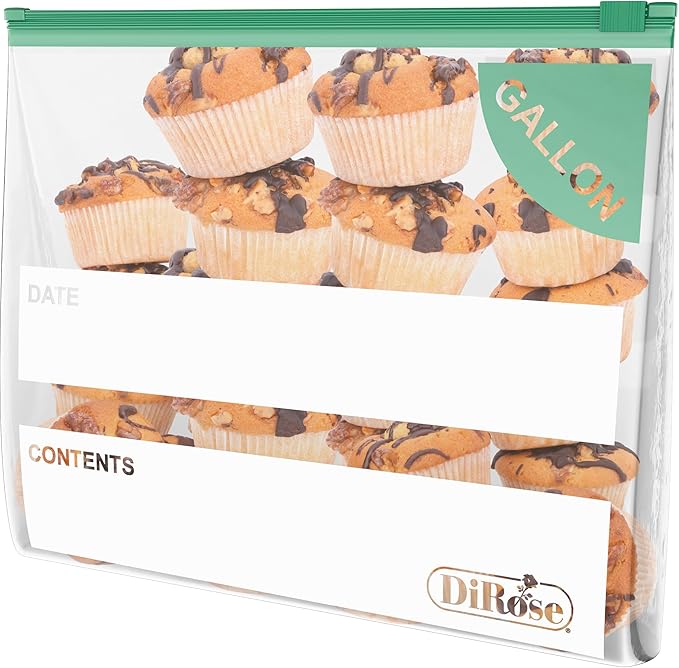 DiRose Gallon Slider Storage Bags, Easy Open Zip, Ideal for Food Storage and Organization, 150 Count