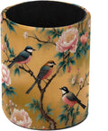 Leather Pen Holder for Desk, Peony Bird Pencil Cup Pen Organizer Makeup Brush Holder for Office Home Kids Countertop Desk Accessory Storage