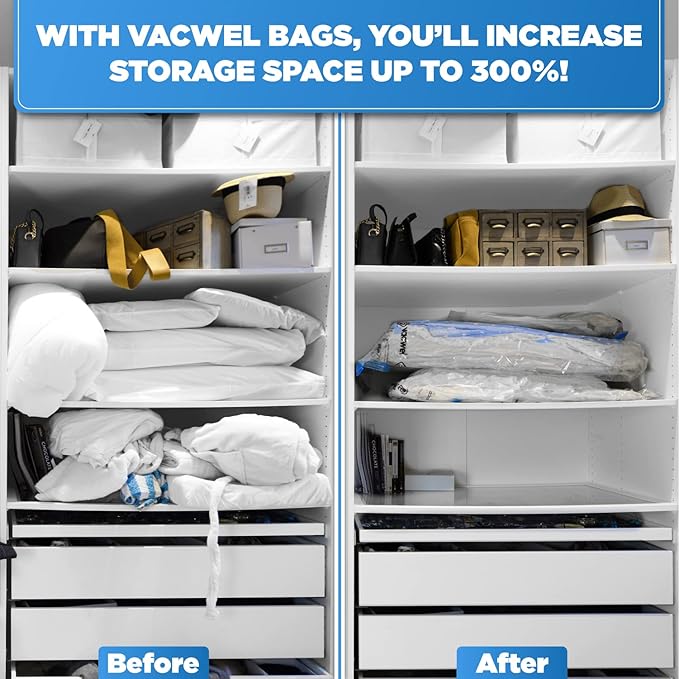 5-Pack XXL- Jumbo Space Vacuum Storage Bags for Clothing Storage - Vacuum Space Bags for Comforters, Blankets and Clothes - 5x XXL Size (47x35in)