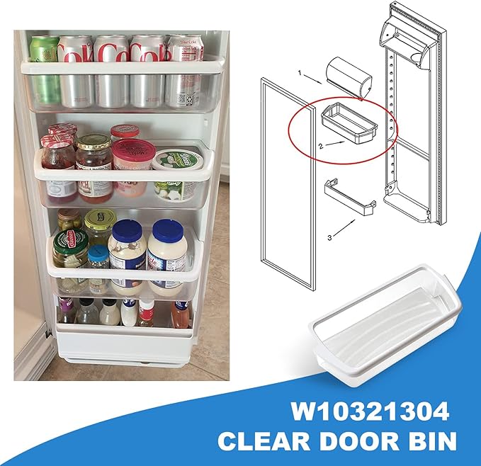 2 PACK Upgraded W10321304 Refrigerator Door Shelf Replacement Compatible with Whirlpool Fridge Door Bin WRS325FDAM01 WRS325FDAM02 WRS325FDAM04 ED5FVGXWS07 - Replace WPW10321304 AP6019471 2179574