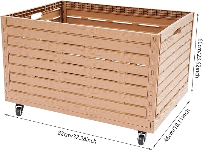 Collapsible Rolling Crate on Wheels,Heavy Duty Foldable Storage Bin,440lbs Capacity Plastic Furniture Moving Dolly Cart for Travel Shopping (2PCS)