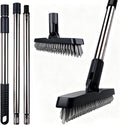 2 Pack Grout Brush with Long Handle, Swivel Cleaning Grout Line Scrubber - Extendable Durable Handle Grout Cleaner Brush for Bathroom,Tile,Baseboard,Walk in Shower,Corner & Narrow Space (Black)