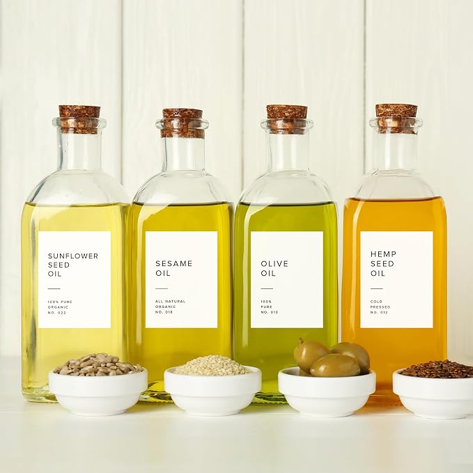 250 White Spice Labels by ThreeKin | Waterproof & Oil-Resistant Pre-Printed Stickers for Spice Jars | Durable, BPA-Free Seasoning Labels | Easy-Clean, No-Residue Design | Proudly Female & USA Owned
