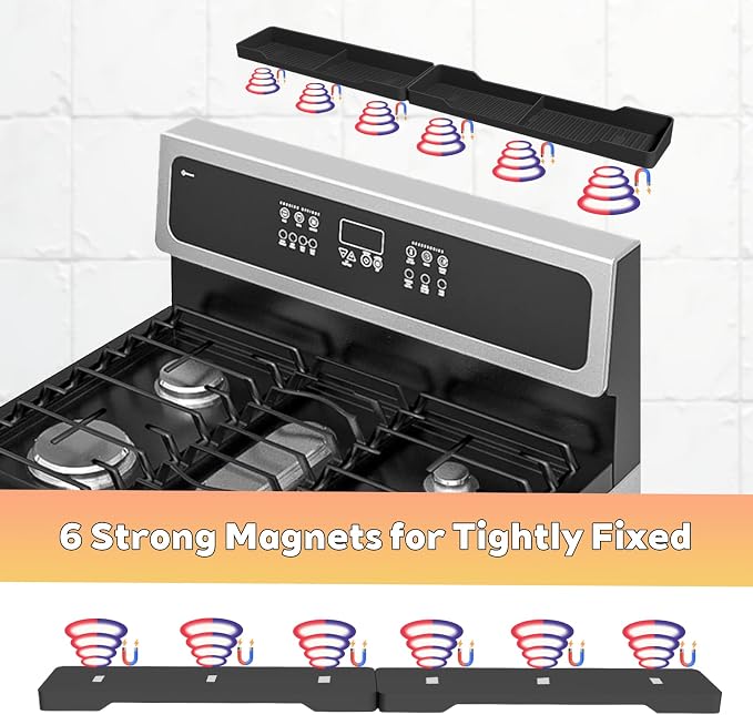 30" Magnetic Silicone Stove Top Shelf - Spice Rack for Back of Stove