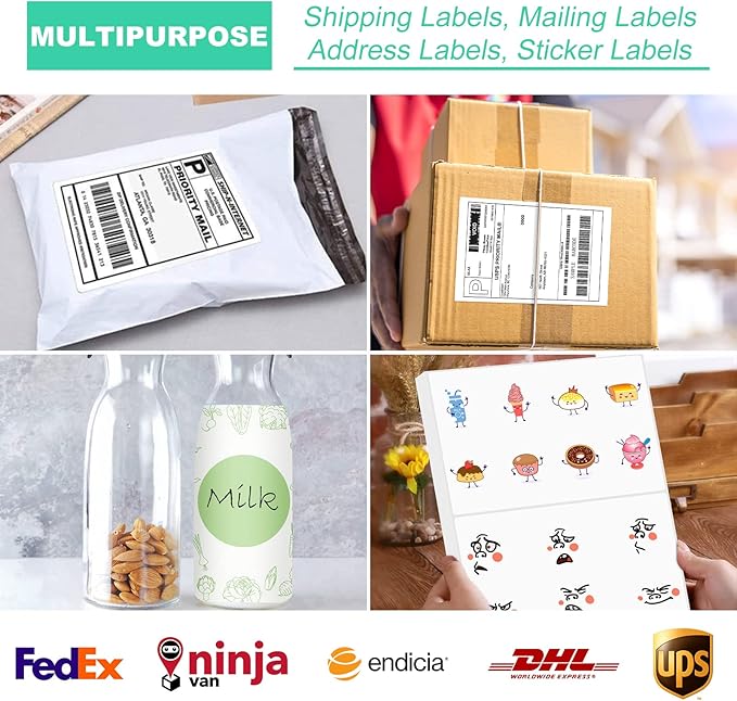 Half Sheet 8.5x5.5inch Shipping Mailing Label 1000 Counts, 2 Labels Per Sheet 8.5 x 11 for Laser & Inkjet Printer, Permanent Adhesive Label Square Corner (500 Sheets)