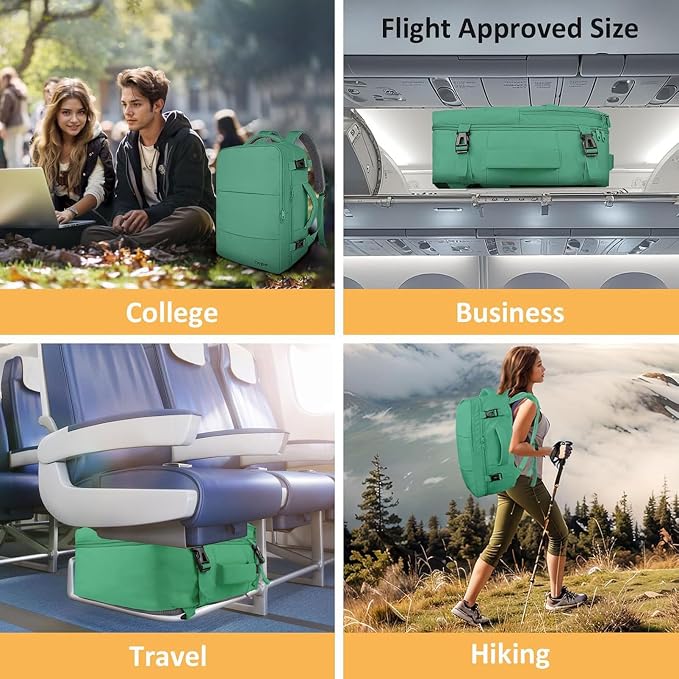 Taygeer Travel Backpack for College Woman, Backpack for 15.6 inch Laptop | Lightweight TSA Friendly Bag for Women with Water Bottle Holder, Back Pack Carry On Luggage for friend Gym Sport,Green