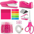 Hot Pink Office Supplies Set for Kids, Stapler and Tape Dispenser for Women, Pink Desk Accessories for Kids, Office Desk Accessories Gift for Women, Boss Lady, Coworkers