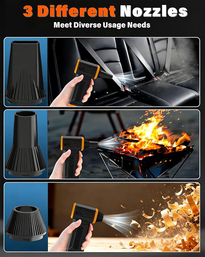FT08 Compressed Air Duster, 1-10 Stepless Speed Adjustable | Powerful Electric Dust Blower with Display , 130000RPM Brushless Motor, Cordless Jet Fan for Keyboard PC Car Outdoor, Black