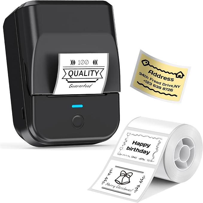 PM240 Label Maker Machine with Tape, 2" Portable Thermal Label Printer for Phone & PC, Bluetooth Label Maker with Multiple Templates for Small Business, Office, Home, School, Set 2