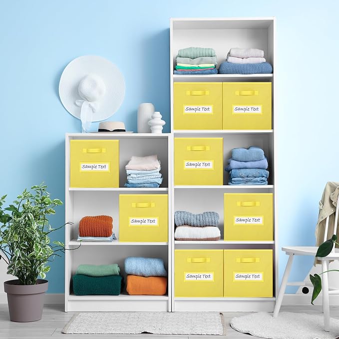 Fabric storage cubes (8 Pack) 11 Inch Cube Storage Bin, cube organizer bins with 8 Labels Window Cards & a Pen, Foldable cube organizer bins and Storage Box, Dark Yellow