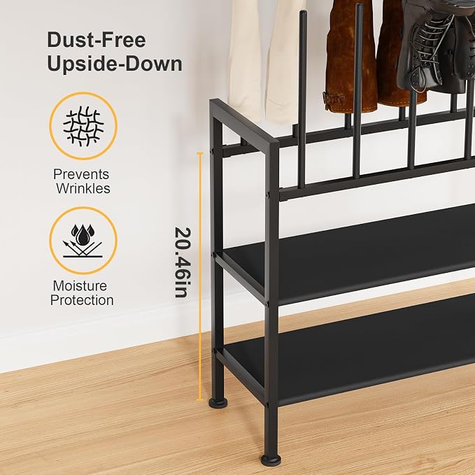 DIMJ Free Standing Shoe Racks - 4-Tier Boot Rack, Black Metal Boot Storage Organizer Tall Boots, Tall Boot Organizer for Closet, Multiuse Shoe Rack for Boots, Sneakers,Fit for 6 Pairs Boots, Black