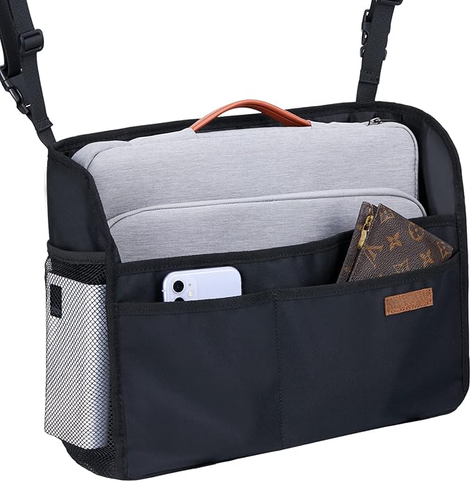 WLLWOO WLLWOO Car Net Pocket Handbag Holder Between Seats Back Storage Organizer Purse Holder for Console Front Seat Storage Barrier | Multi Pocket Car Seat Organize Bag Handbag Holder Between Seats Back Barrier