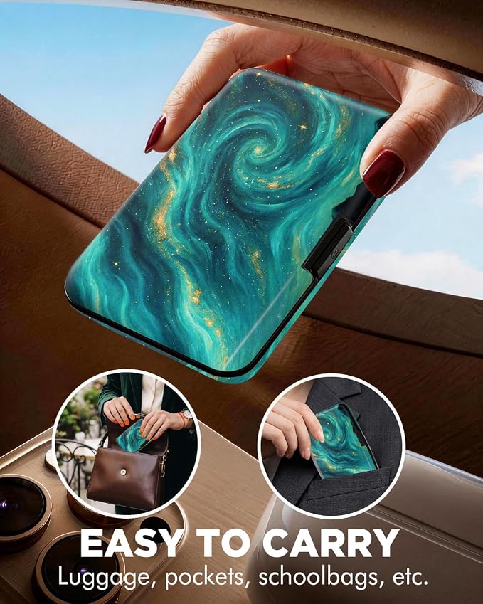 Maicican RFID Blocking Aluminum Credit Card Holder | Slim Metal Wallet for Women & Men, Business Card Case for Travel, Fits Front Pocket, Card holder wallet - Green Starry Sky