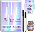 JIEHENG 170Pcs Laser Removable Labels for Jars,for Storage Bins,for Food Containers with 2 Liquid Chalk Marker(Laser)
