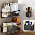 VOLPONE 4 Pack Magnetic Spice Rack for Refrigerator Metal Magnetic Shelf for Fridge and Magnetic Pen Holder Heavy Duty Fridge Magnet Organizer Black