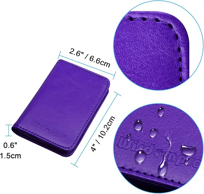 Wisdompro Business Card Holder, 2-Sided Folio Name Card Case | PU Leather Credit Card Holder Wallet with Magnetic Shut, Ultra Slim and Thin, for Business Cards & ID Cards, Men and Women