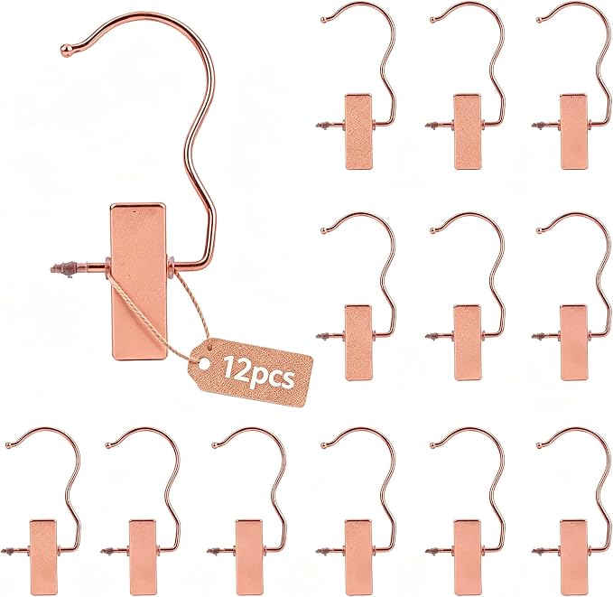 4.5 Inch Metal Boots Hanger, Rose Gold Clip Hangers for Shoes, Gloves, Hair Extensions, Wigs, Clothing Accessories, 12 Pack