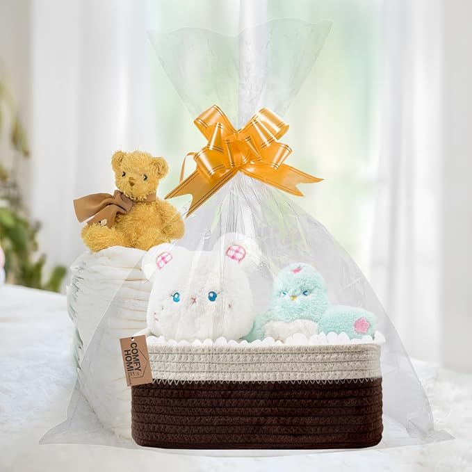 COMFY-HOMI 13" x 8.5" x 5.1" Storage Baskets for Organizing | Cotton Rope Woven Basket | Toy Storage Bin Box | Basket for Shelves, Closet Organizer Bin, Decorative Closet Shelf, 1 Pack