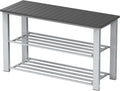 Simple Houseware Wood Top Shoe Storage Bench for Entryway, Grey