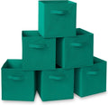 Casafield Set of 6 Collapsible Fabric Cube Storage Bins, Teal - 11" Foldable Cloth Baskets for Shelves, Cubby Organizers & More