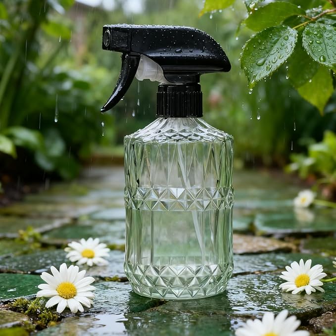 Clear Glass Handheld Spray Bottle, 2pack | 15oz Refillable Adjustable Nozzle Spray Bottle, Multi-Use Mist Sprayer for Plants, Hair, Cleaning, Gardening and Pet Care