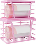 TIDIIABODE 2 Pack Pink Trash Bag Holder - Stackable Garbage Bag Dispenser with Bamboo Top, Kitchen Accessories & Decor, Wall Mount Storage for Kitchen, Home, Bathroom Decor & Gifts
