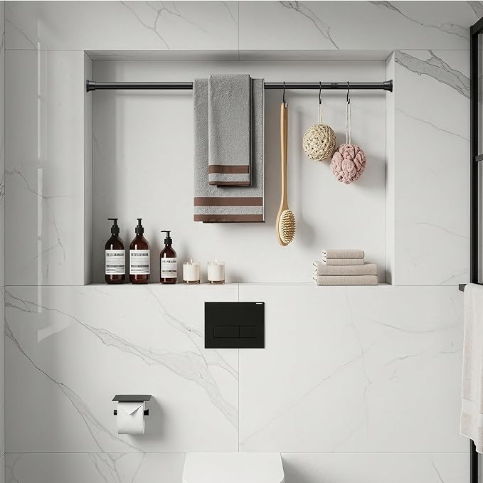 4Pack Small Tension Rods 16-38Inch Black Tension Rod Adjustable Curtain Rod No Drilling Spring Rods for Windows Short Tension Rods for Doorway,Closet,Window