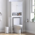 Spirich Over The Toilet Storage Cabinet, White Bathroom Organizer | Shaker Doors, Open & Hidden Storage, Adjustable Interior Shelf, FSC-Certified MDF, Anti-Tip Fitting, Adjustable Crossbar