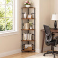 MAHANCRIS 5-Tier Corner Shelf, 52.8" Tall Corner Bookshelf with Metal Frame, Narrow Display Shelf Stand, Industrial Corner Bookcase for Living Room, Bedroom, Home Office, Rustic Brown CSHR5501