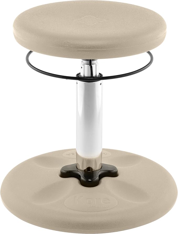KORE DESIGN Adjustable Wobble Stool Chair, Girls/Boys Kid Desk Stools, Ergonomic Small Office Chairs, Flexible Seating, Active Kids, ADD/ADHD, Classroom, Home, Age 6-11, Standard (14-19in) Sand Dollar