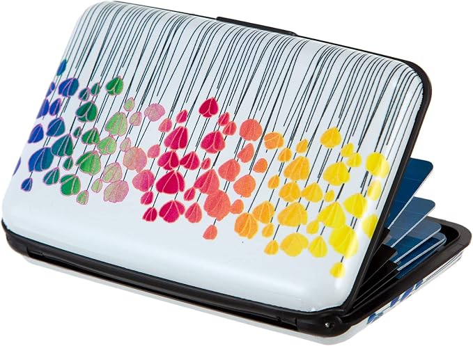 Credit Card Holder, Metal Card Wallet RFID Blocking Mini Slim Aluminum Business Hard Card Case for Women Men (Colorful Flowers)