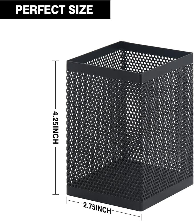 Comix Mesh Pen Holder Desk, Wire Pencil Holder with Foam Pad and Non-Slip Bottom Office Supplies Desk Organizer for Home Office School, 1 Pack