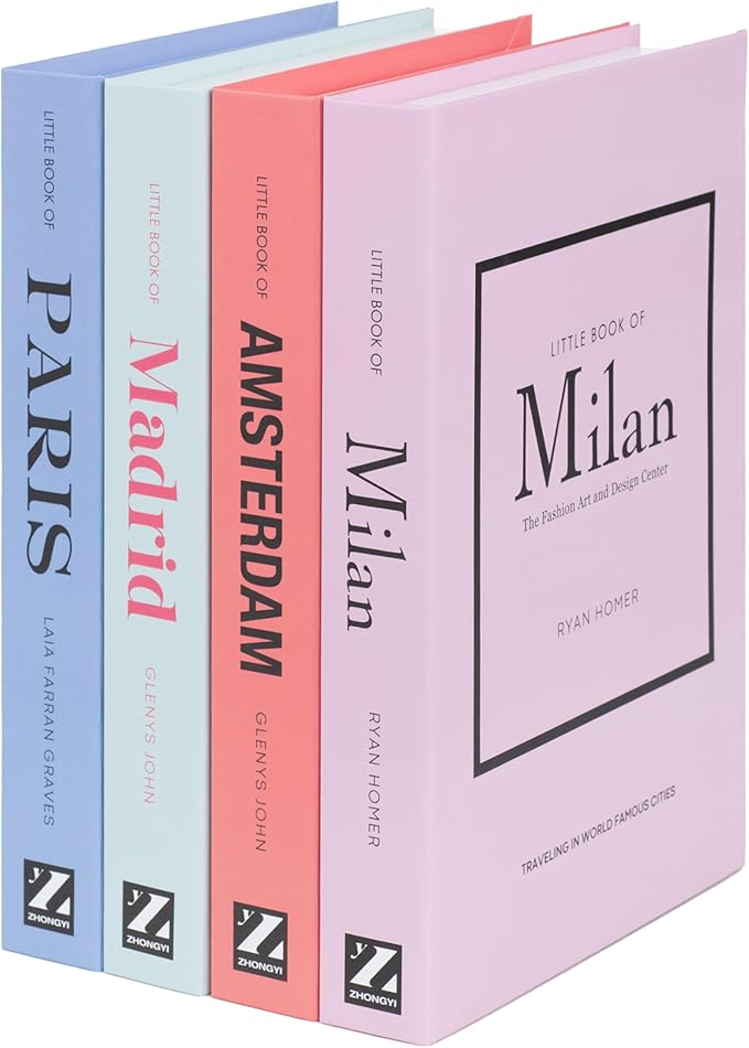 PROBENEX Pastel Medium | 4 PCS Faux Decorative Books for Home Decor | Not Real Books (Cardboard Boxes) | Coffee Table, Shelf Styling & Modern Aesthetic Accent Pieces for Living Room, Office
