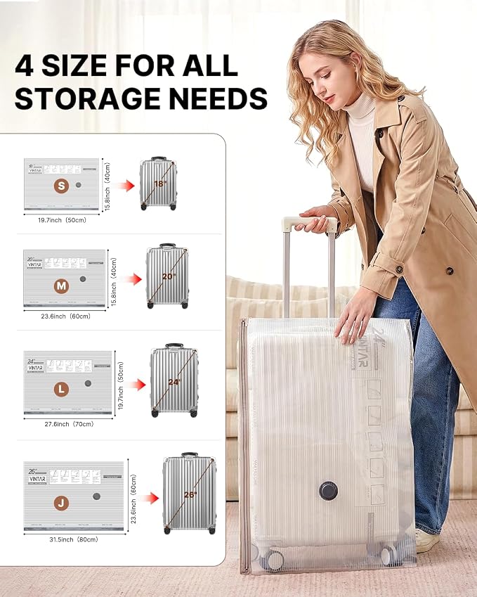 Vacuum Seal Bags for Clothing Travel with Rechargeable Cordless Pump, VINTAR 12 Pack Space Saver Vacuum Storage Bags, Travel Vacuum Compression Bags Set for Luggage Clothes Bedding Blanket