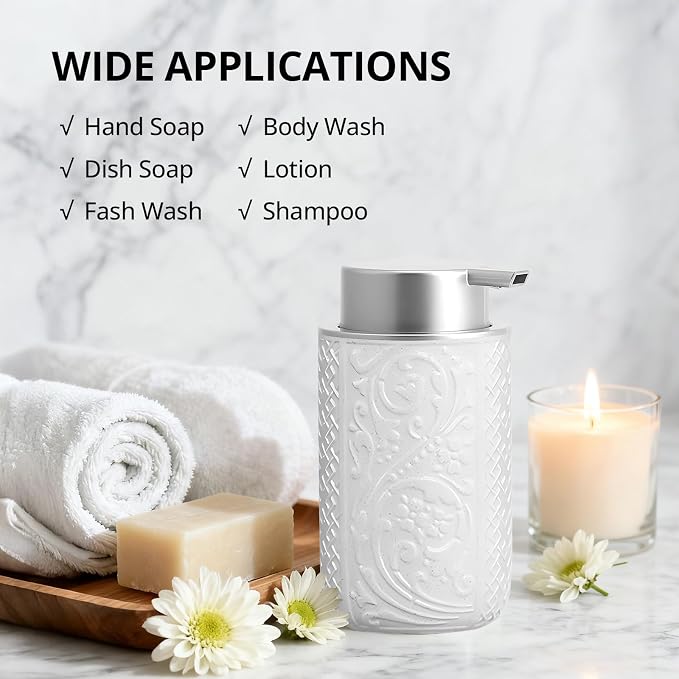 Ceramic Beige Foaming Soap Dispenser,12OZ/350ML Empty Foam Hand Soap Dispenser, Refillable Lotion Containers with Pump for Bathroom, Kitchen