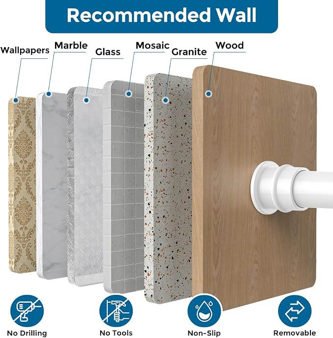 AIZESI Spring Tension Curtain Rods Short Tension Rod (White,28" to 38"-3Pcs)