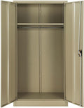 Global Industrial Wardrobe Storage Cabinet with Garment Rod, Steel Construction, Recessed Handle with Keyed Lock, 300 lbs Shelf Capacity, 36" W x 18" D x 72" H, Tan, Easy Assembly