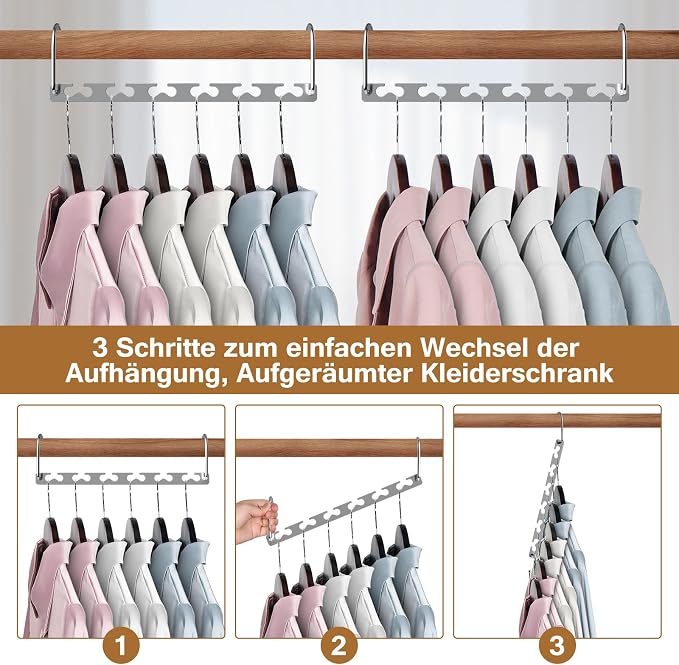Space Saving Hangers for Clothes 12 Pack, Sturdy Metal Hangers Wardrobe Organizer, Magic Cascading Hanger, Closet Space Saver Closet Organizers and Storage